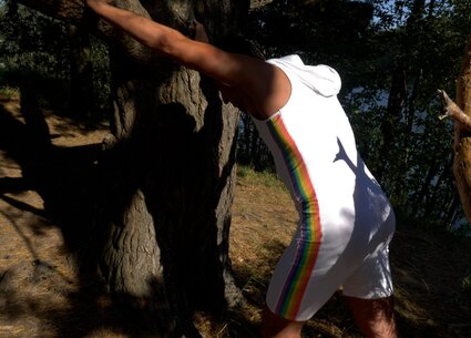 Naked male runner getting caught jerking off in public
