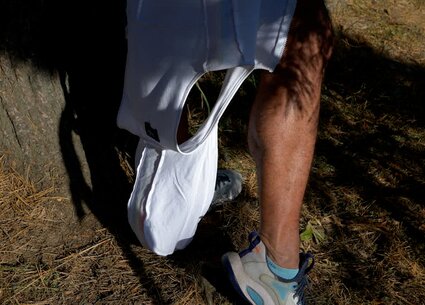 Naked male runner getting caught jerking off in public