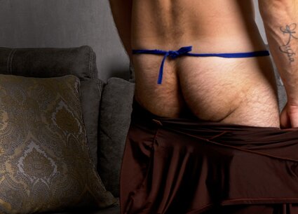 Male pornstar Aleksei Dem answering tricky questions in interview