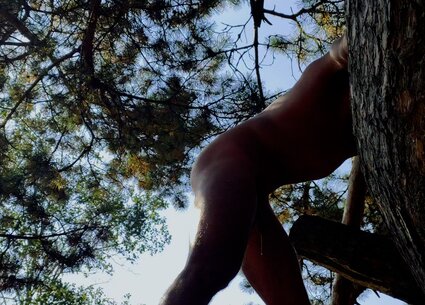 Nude male nature photoshoot with kinky gay ass tattoo
