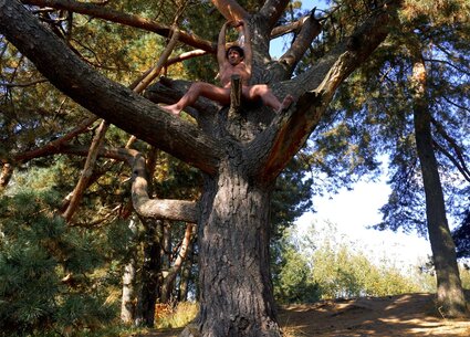 Nude male nature photoshoot with kinky gay ass tattoo