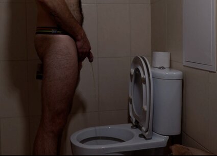 Kinky gay bear seducing the straight guy plumber for handjob