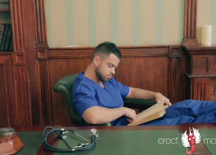 Gay doctor office porn with naked bearded man
