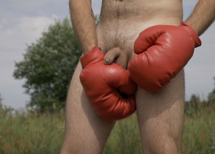 Naked boxer having intense male orgasm video after workout